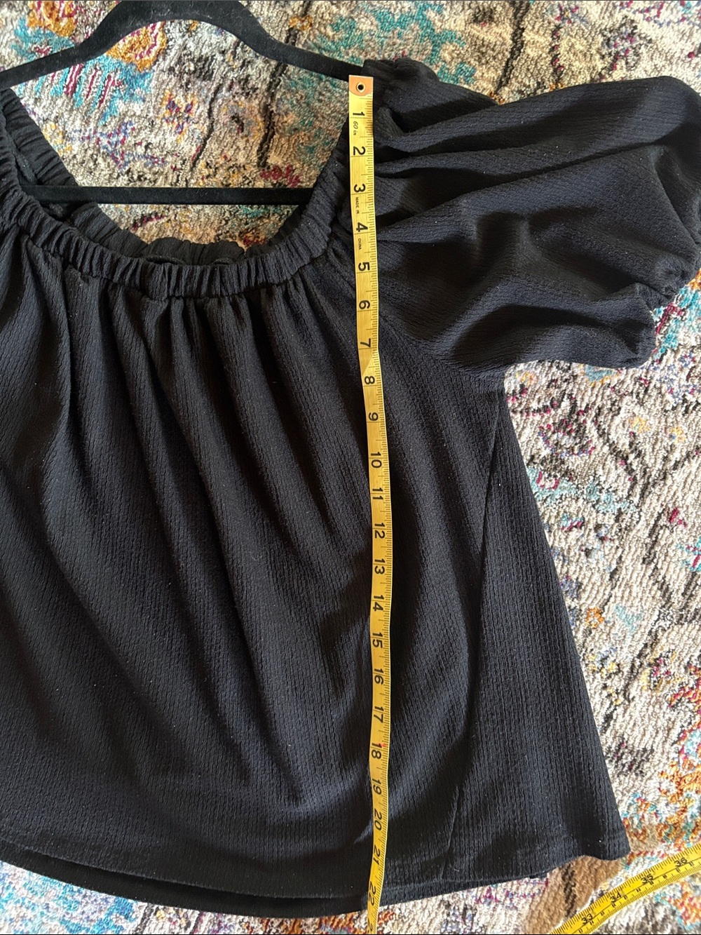 Anthropologie Black Off-Shoulder Puff Sleeve Blouse - Picture 6 of 6